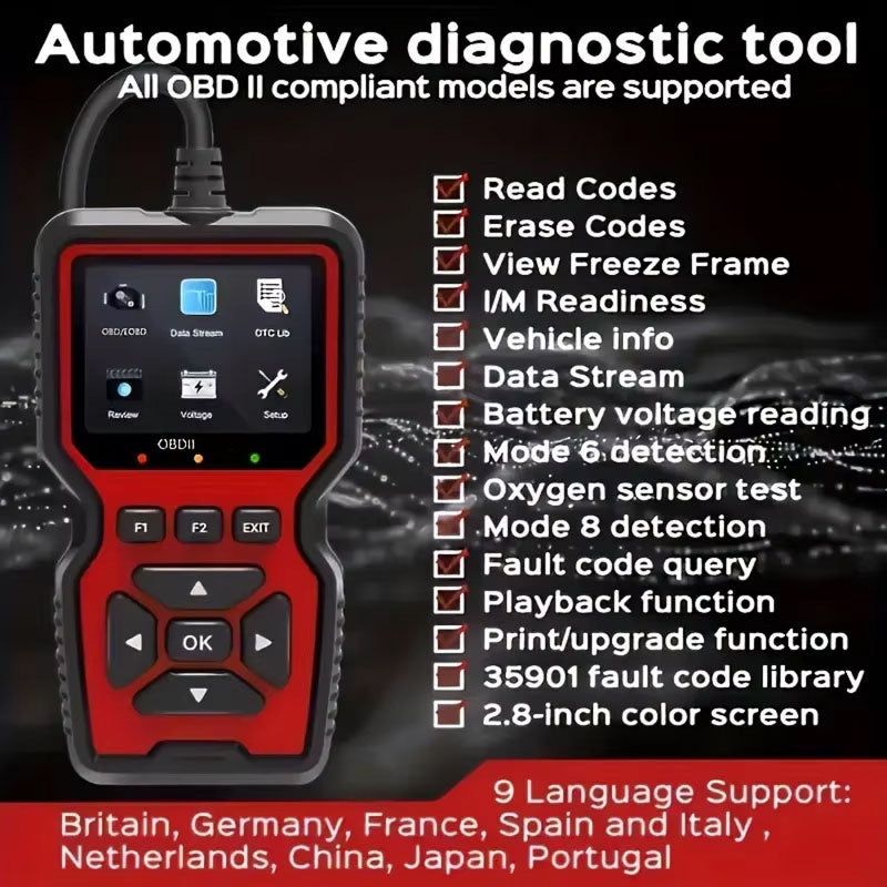 FixPolax OBD2 Scanner Professional - 35,901 DTC Library, Advanced Mode 6 & 8 Diagnostics, Battery Tester, and Lifetime Free Updates
