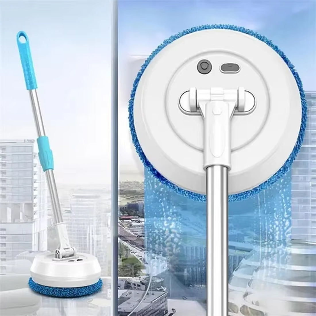 FlasiWipe Cordless Electric Mop - 2-in-1 Wet & Dry Cleaning with 3-Meter Telescopic Rod, High-Reach Window & Floor Scrubber, USB Rechargeable