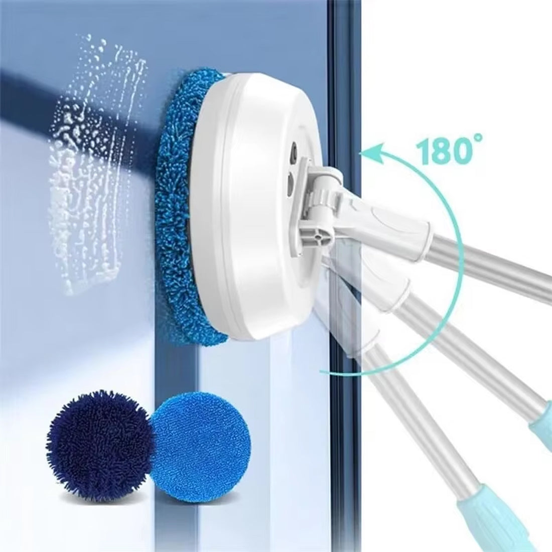 FlasiWipe Cordless Electric Mop - 2-in-1 Wet & Dry Cleaning with 3-Meter Telescopic Rod, High-Reach Window & Floor Scrubber, USB Rechargeable