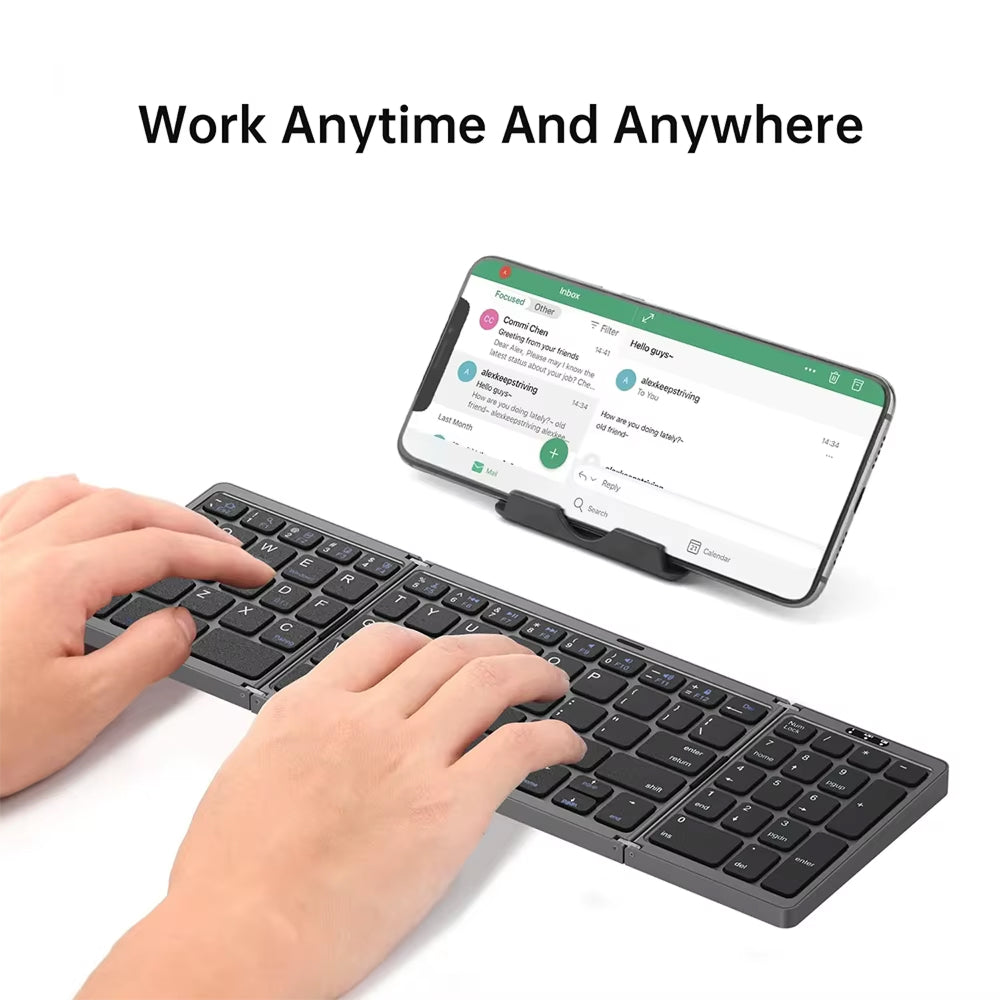 FlipiKeys 3-Fold Portable Bluetooth Keyboard with Integrated Touchpad, Multi-Device Pairing and Aircraft-Grade ABS Frame