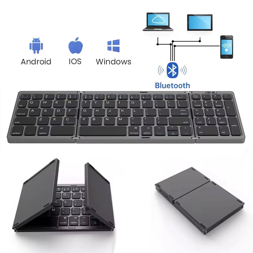 FlipiKeys 3-Fold Portable Bluetooth Keyboard with Integrated Touchpad, Multi-Device Pairing and Aircraft-Grade ABS Frame