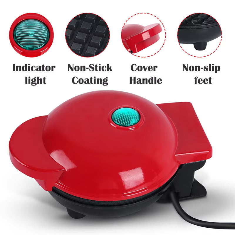 FoldYumi 350W Compact Waffle Maker with PFOA-Free Non-Stick Surface, 60-Second Cleanup and Cool-Touch Safety Handle