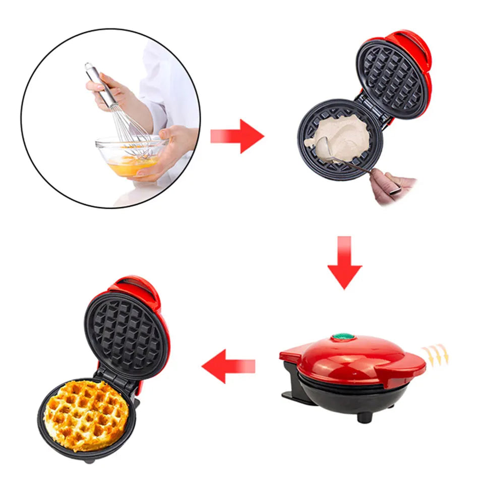 FoldYumi 350W Compact Waffle Maker with PFOA-Free Non-Stick Surface, 60-Second Cleanup and Cool-Touch Safety Handle