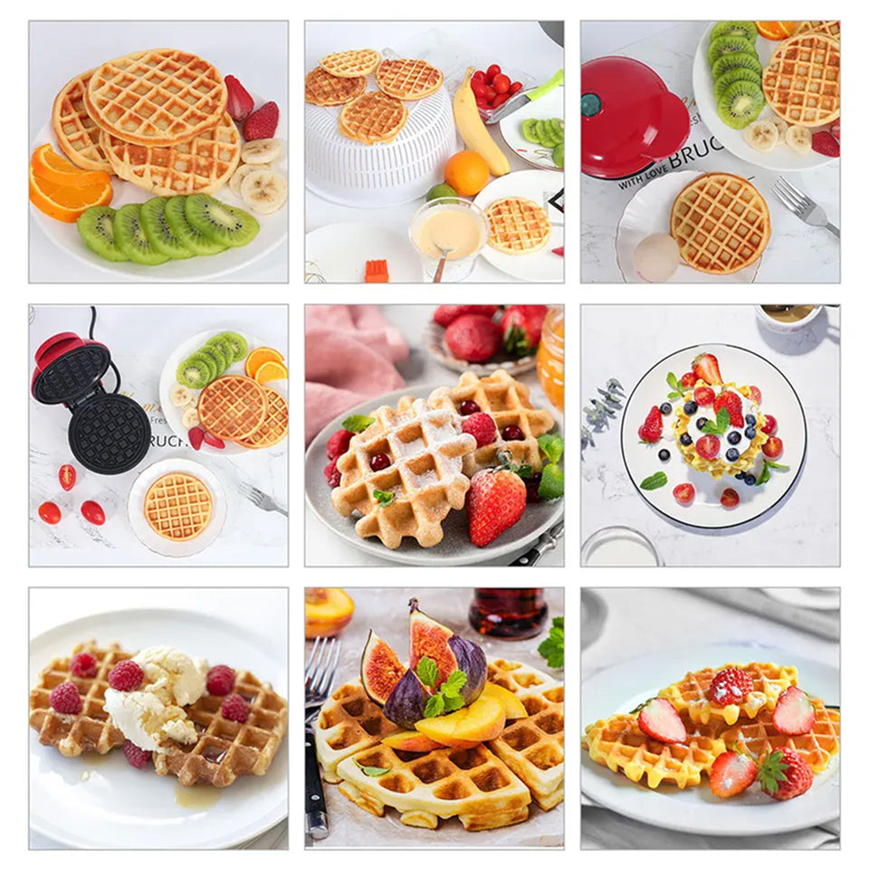 FoldYumi 350W Compact Waffle Maker with PFOA-Free Non-Stick Surface, 60-Second Cleanup and Cool-Touch Safety Handle