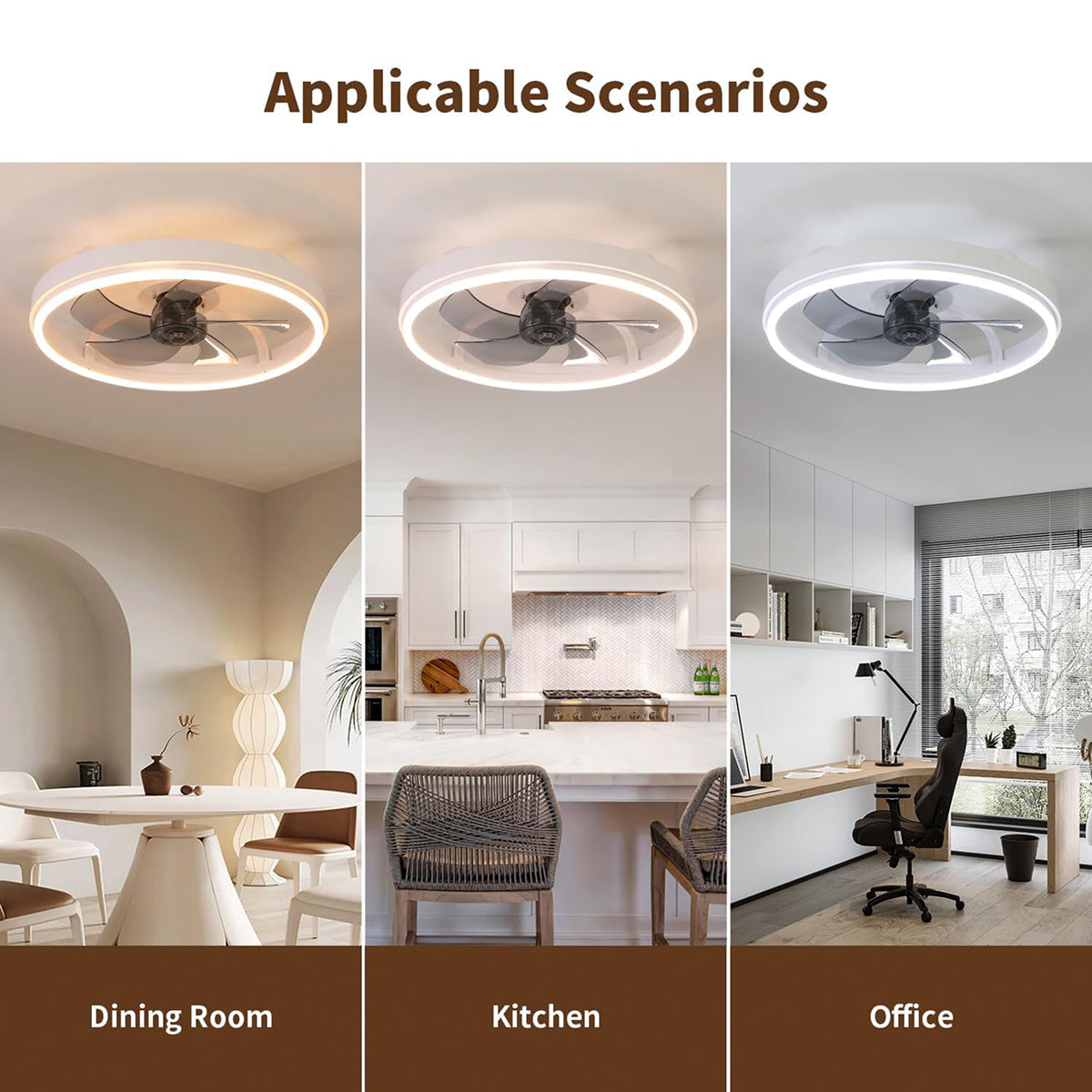 GaitMorn Ceiling Fan with Light, Dimmable LED, Remote Control, Flush Mount