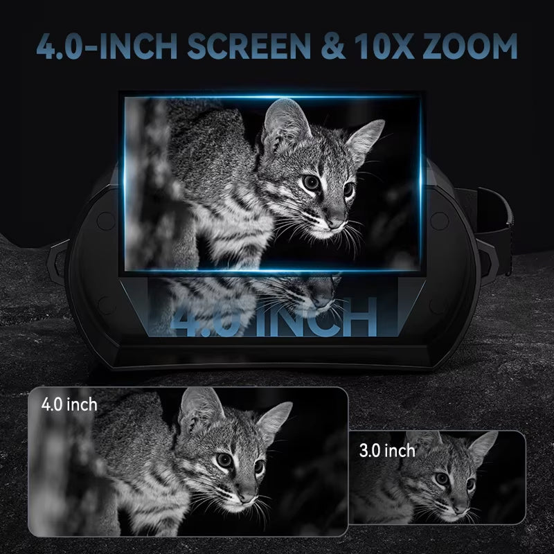 GazenOwl Night Vision Goggles 800m Range 4K Photo 1080P Video 4.0in IPS Display 10x Zoom