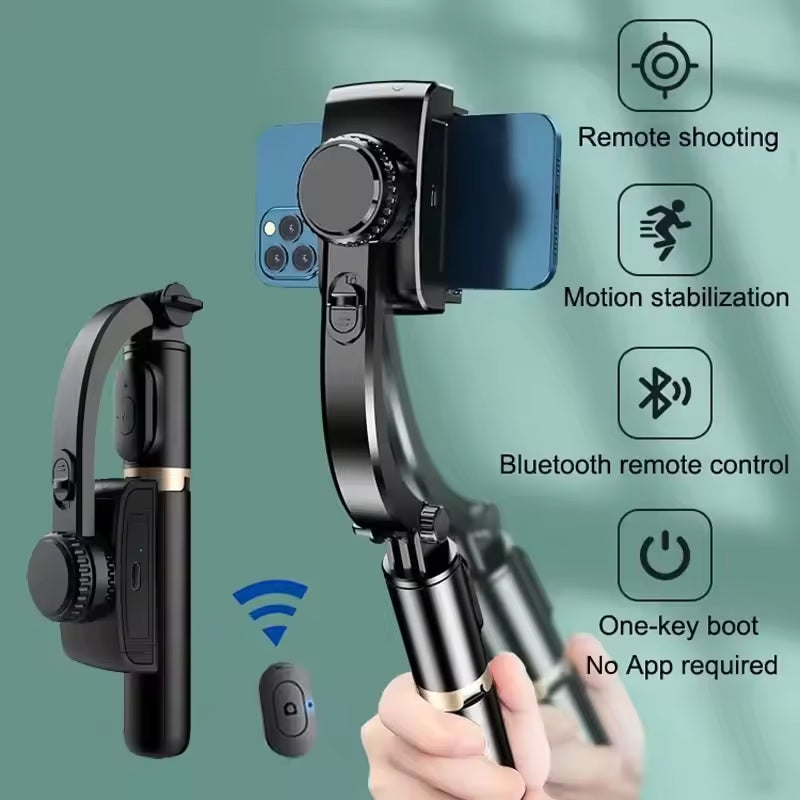 GimiLaxi Gimbal for iPhone - 200g Ultra-Lightweight Smart Anti-Shake Stabilizer with Integrated Tripod, 360° Rotation, and Bluetooth Remote