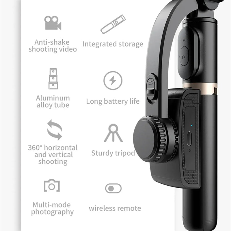 GimiLaxi Gimbal for iPhone - 200g Ultra-Lightweight Smart Anti-Shake Stabilizer with Integrated Tripod, 360° Rotation, and Bluetooth Remote