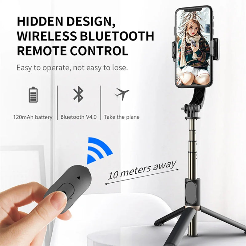 GimiLaxi Gimbal for iPhone - 200g Ultra-Lightweight Smart Anti-Shake Stabilizer with Integrated Tripod, 360° Rotation, and Bluetooth Remote