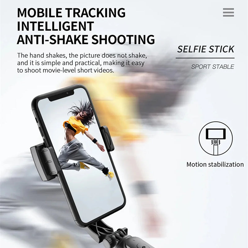 GimiLaxi Gimbal for iPhone - 200g Ultra-Lightweight Smart Anti-Shake Stabilizer with Integrated Tripod, 360° Rotation, and Bluetooth Remote