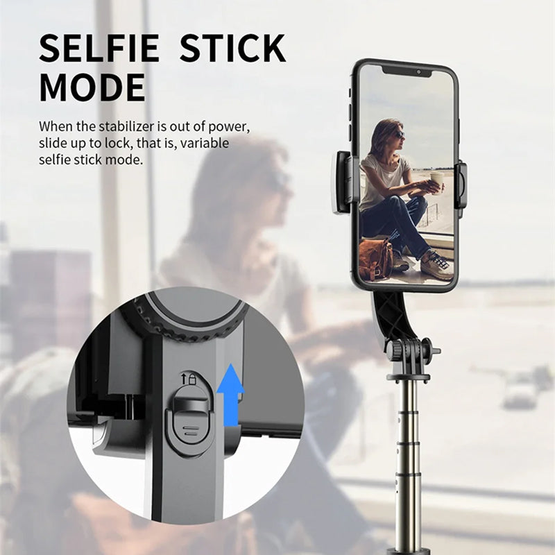 GimiLaxi Gimbal for iPhone - 200g Ultra-Lightweight Smart Anti-Shake Stabilizer with Integrated Tripod, 360° Rotation, and Bluetooth Remote
