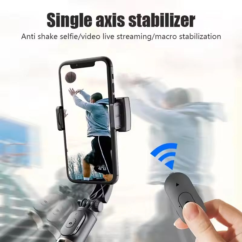 GimiLaxi Gimbal for iPhone - 200g Ultra-Lightweight Smart Anti-Shake Stabilizer with Integrated Tripod, 360° Rotation, and Bluetooth Remote