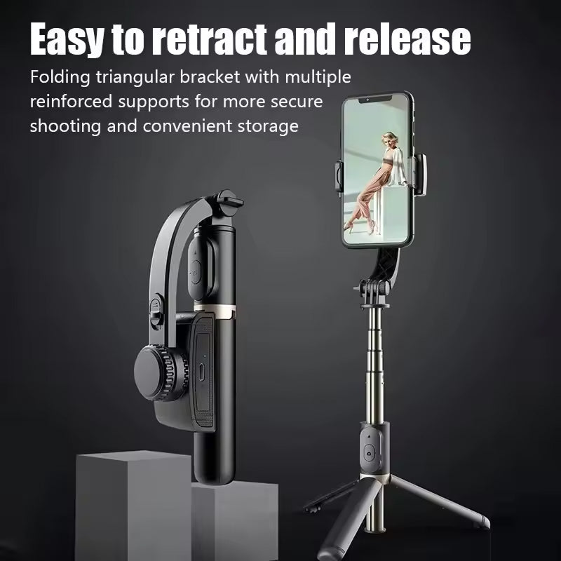 GimiLaxi Gimbal for iPhone - 200g Ultra-Lightweight Smart Anti-Shake Stabilizer with Integrated Tripod, 360° Rotation, and Bluetooth Remote