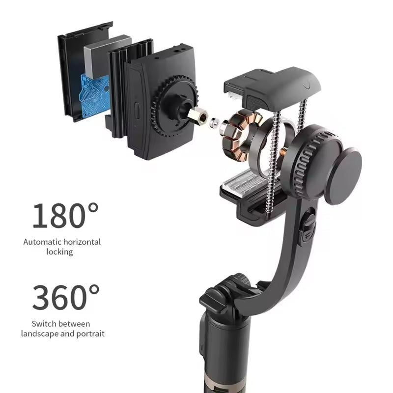 GimiLaxi Gimbal for iPhone - 200g Ultra-Lightweight Smart Anti-Shake Stabilizer with Integrated Tripod, 360° Rotation, and Bluetooth Remote