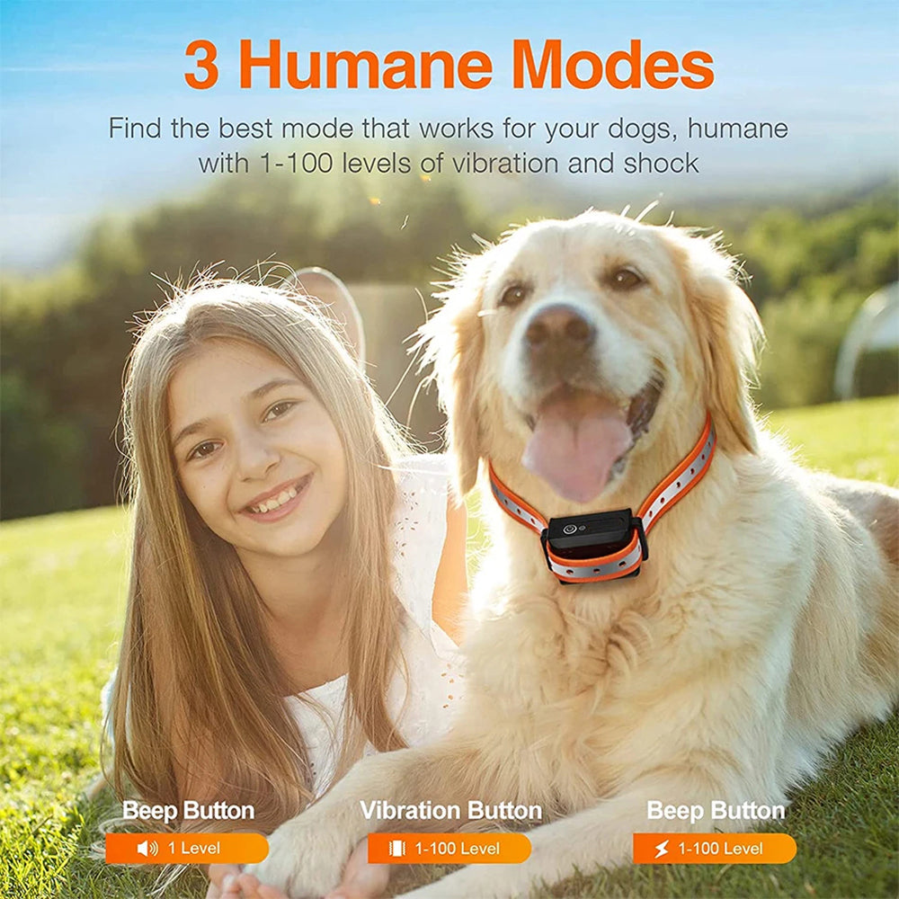 GivaxMi Dog Training Collar 3300ft Range IPX7 Waterproof Rechargeable 100 Levels Shock Vibration