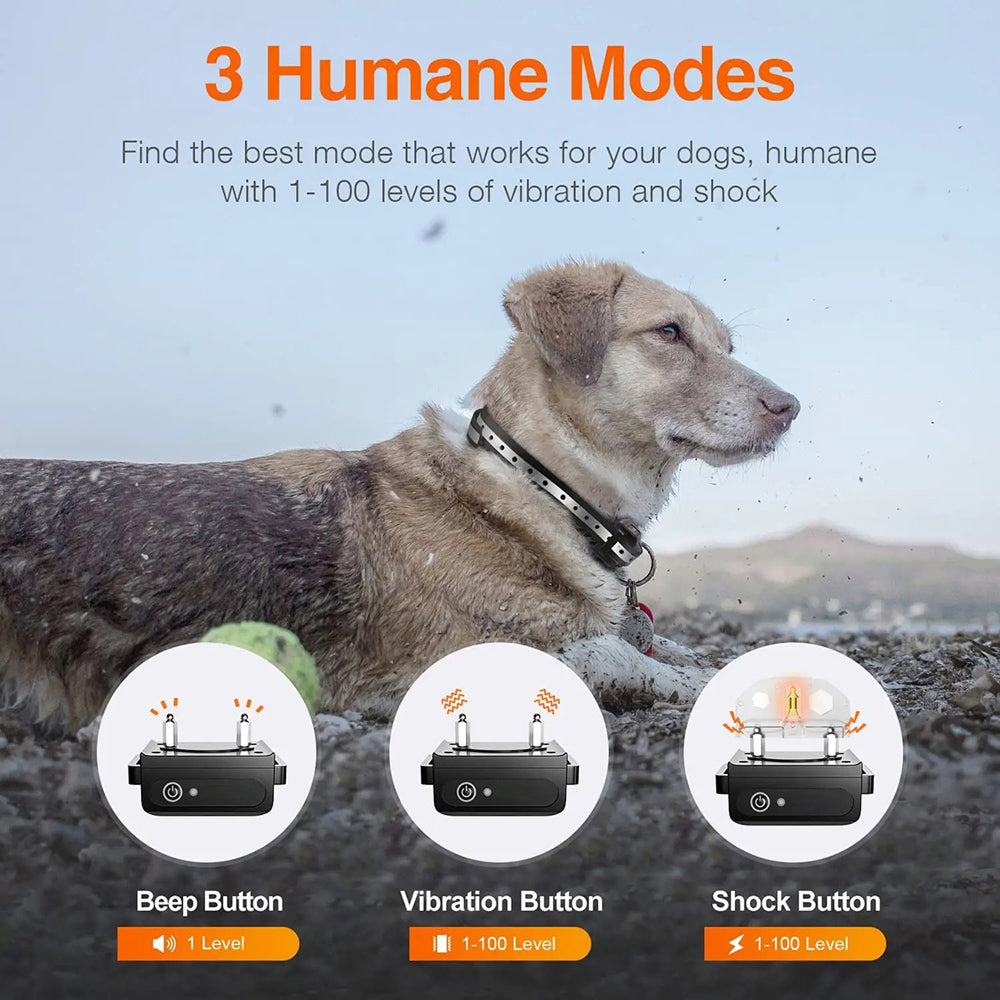 GivaxMi Dog Training Collar 3300ft Range IPX7 Waterproof Rechargeable 100 Levels Shock Vibration