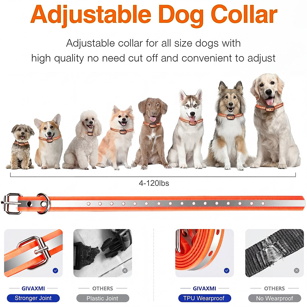 GivaxMi Dog Training Collar 3300ft Range IPX7 Waterproof Rechargeable 100 Levels Shock Vibration