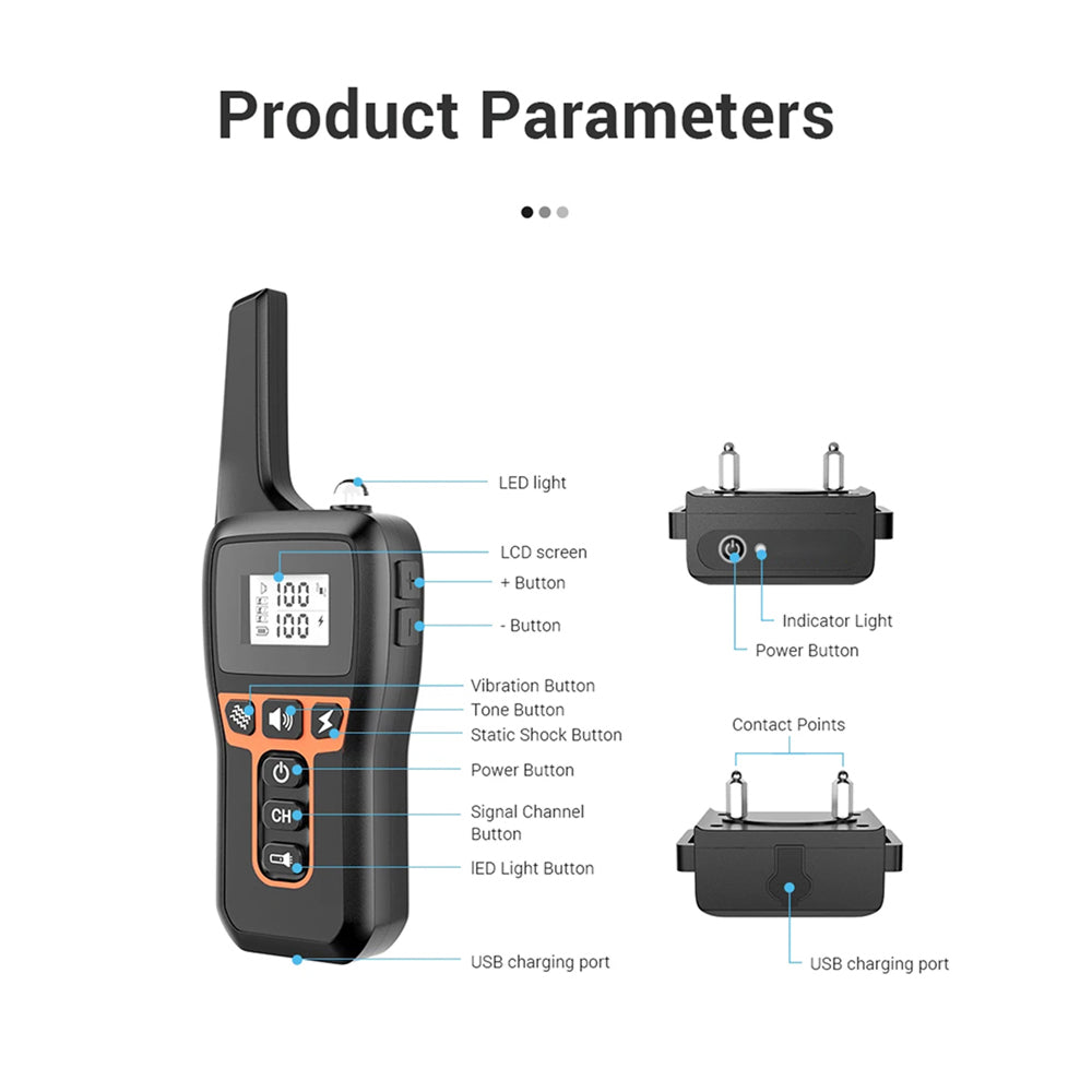GivaxMi Dog Training Collar 3300ft Range IPX7 Waterproof Rechargeable 100 Levels Shock Vibration