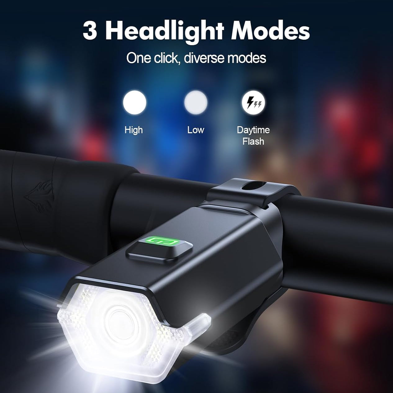 GlowiBike 360-Degree Visibility Bike Light Set - IP65 Waterproof LED Front and Rear Lights, 17H Battery Life, Type-C Rechargeable