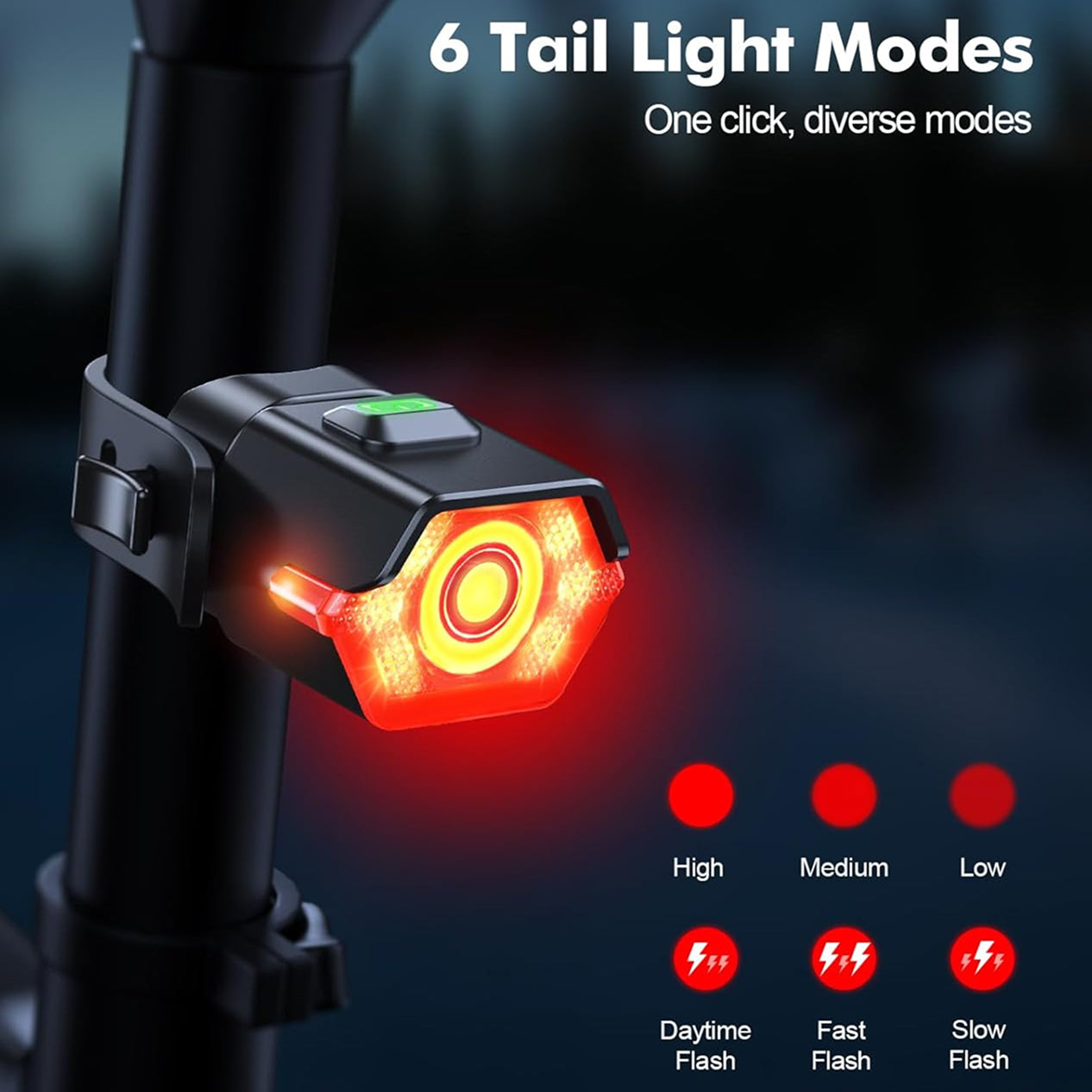 GlowiBike 360-Degree Visibility Bike Light Set - IP65 Waterproof LED Front and Rear Lights, 17H Battery Life, Type-C Rechargeable
