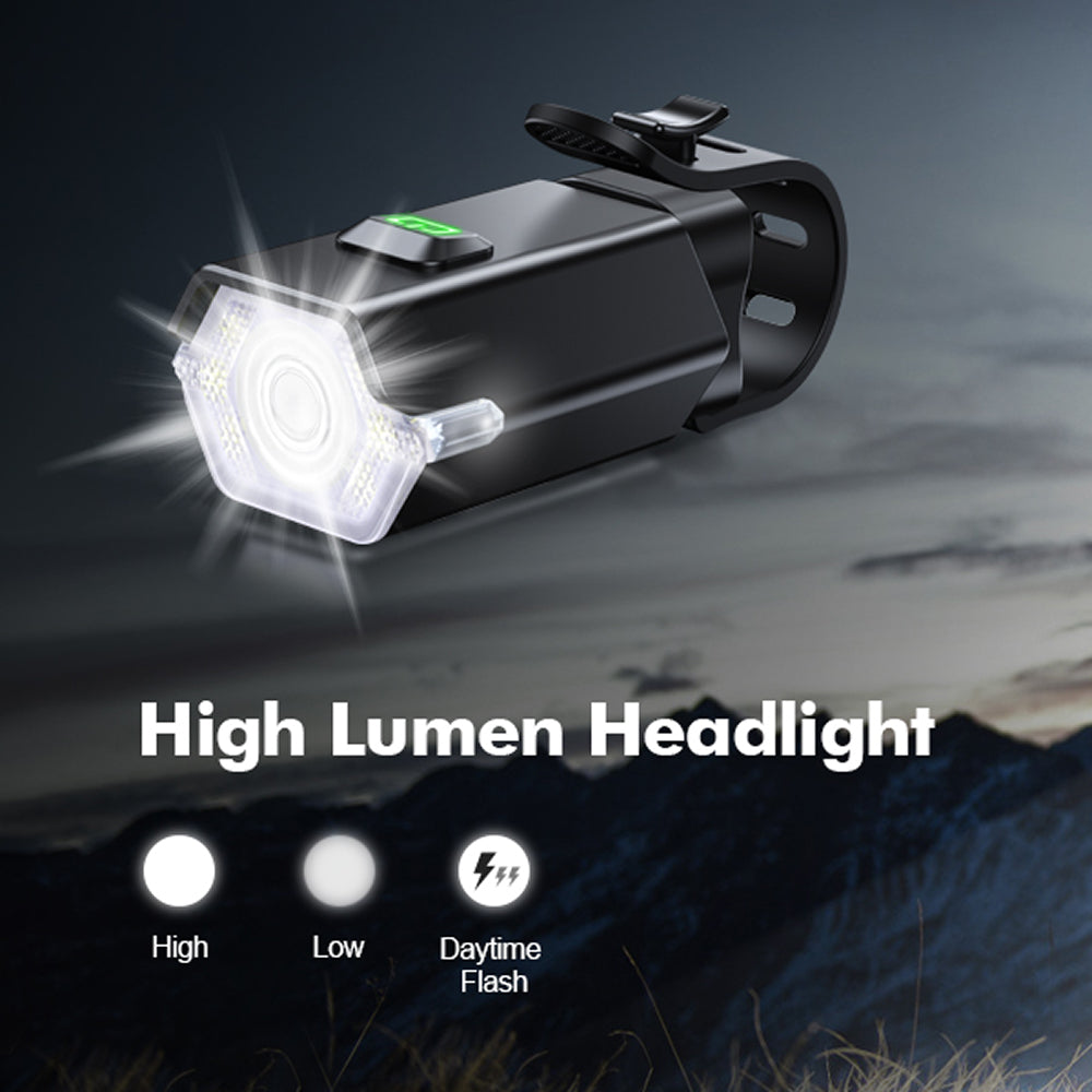 GlowiBike 360-Degree Visibility Bike Light Set - IP65 Waterproof LED Front and Rear Lights, 17H Battery Life, Type-C Rechargeable