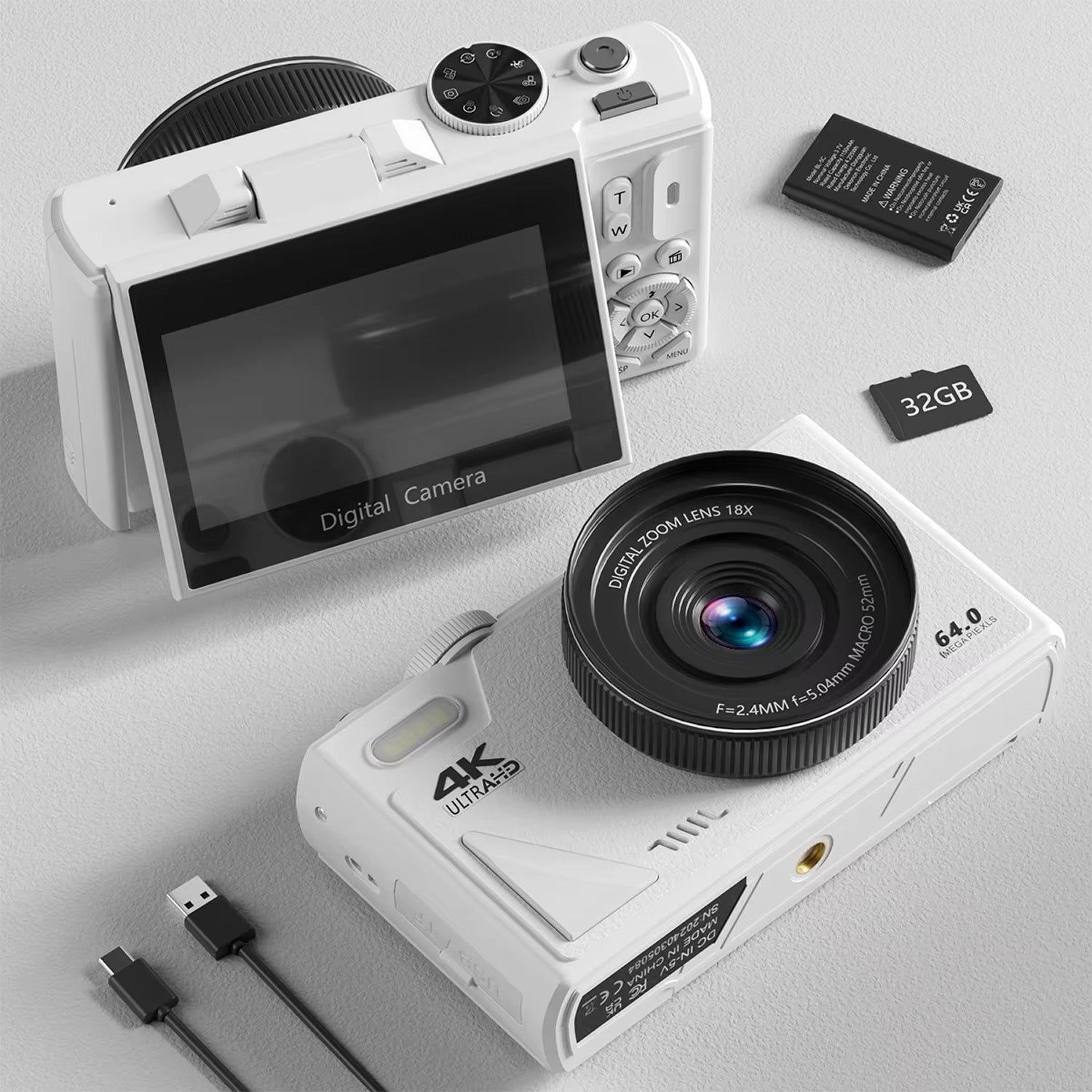 ShotRiso 64MP Digital Camera 4K 60FPS Vlogging Cam with 3