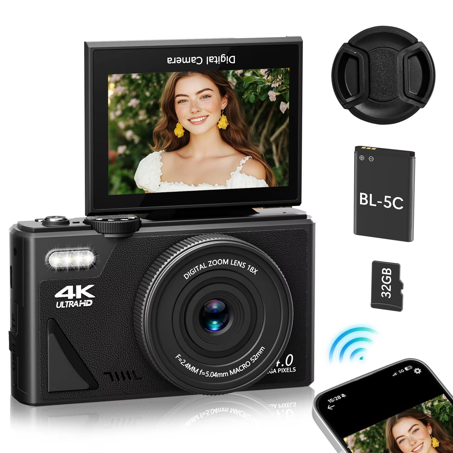 ShotRiso 64MP Digital Camera 4K 60FPS Vlogging Cam with 3