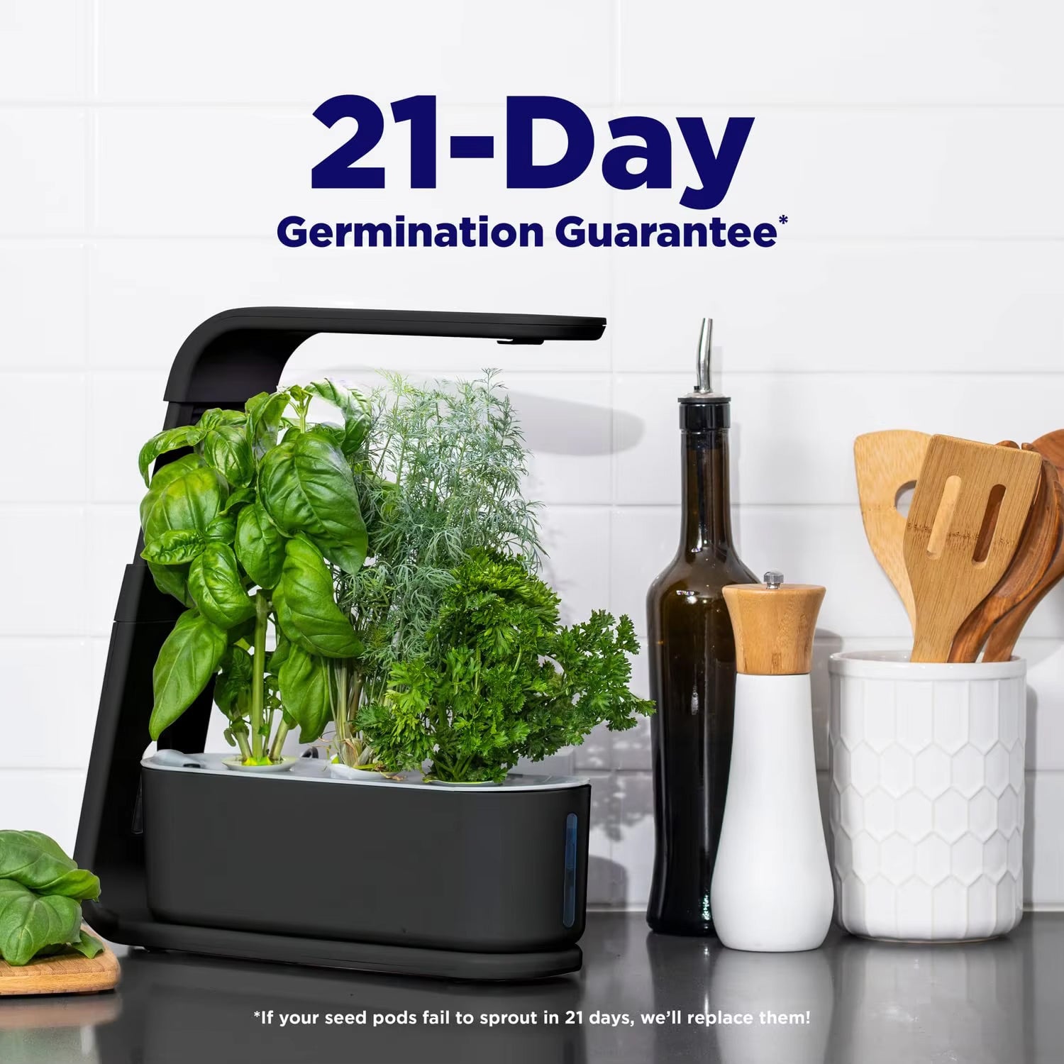 GreenKixa Indoor Hydroponic Garden - 15W Full Spectrum LED Grow Light, Silent Pump System with Adjustable Height for Herbs