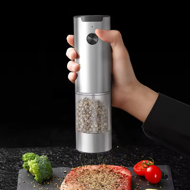 GrindTise Electric Salt and Pepper Grinder Set with One-Touch Automatic Operation, Adjustable Ceramic Coarseness and LED Precision Lighting