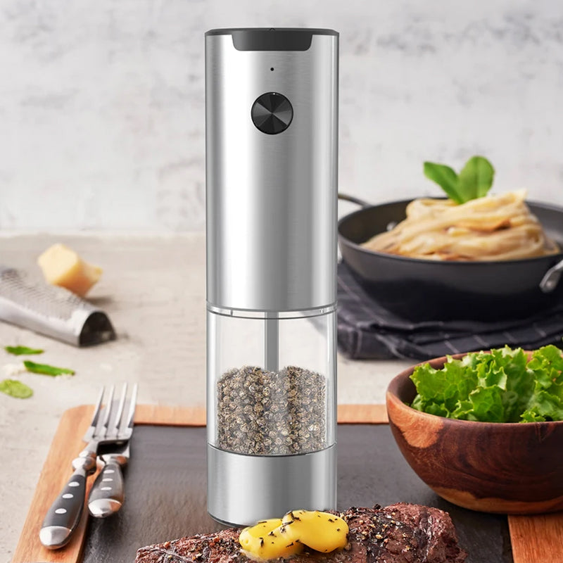 GrindTise Electric Salt and Pepper Grinder Set with One-Touch Automatic Operation, Adjustable Ceramic Coarseness and LED Precision Lighting