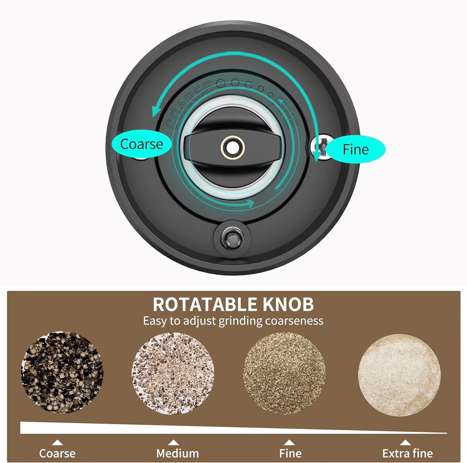 GrindTise Electric Salt and Pepper Grinder Set with One-Touch Automatic Operation, Adjustable Ceramic Coarseness and LED Precision Lighting