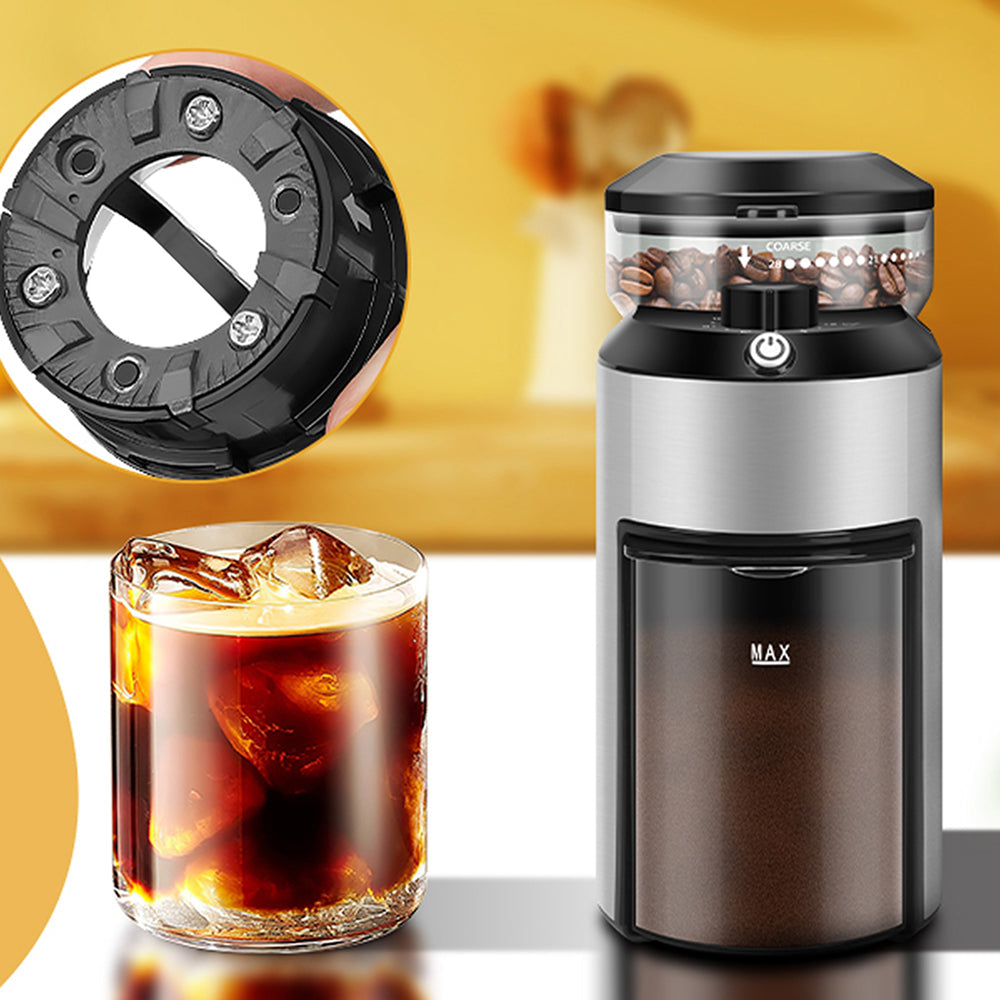 GrixFeni Precision Burr Coffee Grinder with 28 Grind Settings, Anti-Static Technology and 2–12 Cup Adjustable Capacity