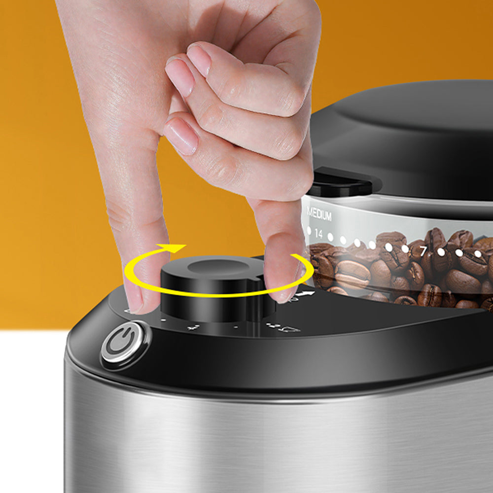 GrixFeni Precision Burr Coffee Grinder with 28 Grind Settings, Anti-Static Technology and 2–12 Cup Adjustable Capacity