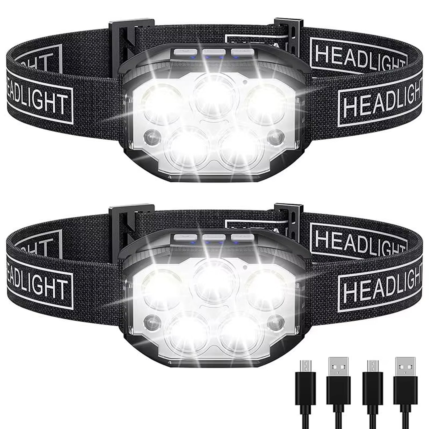 Rechargeable Headlamp 1200 Lumens 12 Modes Motion Sensor IP65 Waterproof