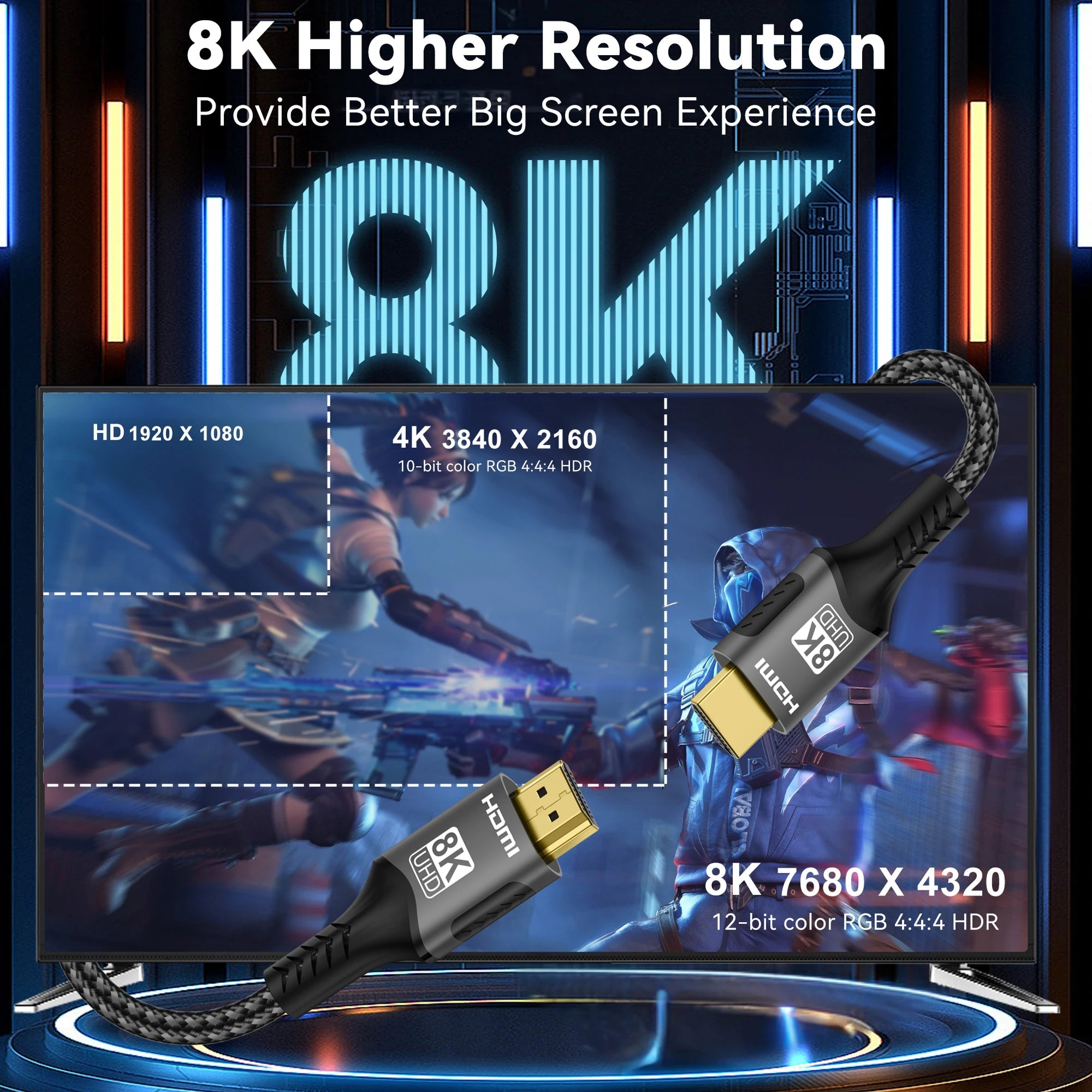 HimiBlixa 8K HDMI Cable Ultra High Speed 48Gbps