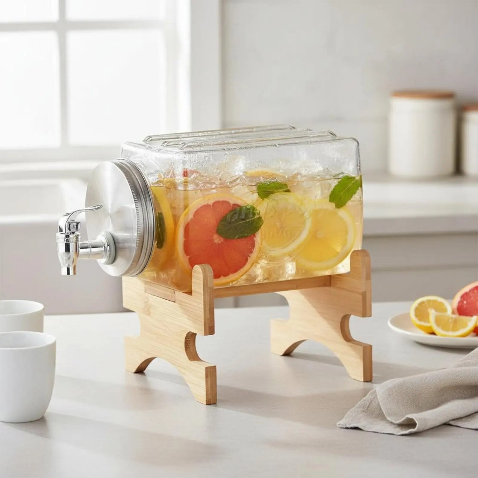 HionFrax Glass Drink Dispenser 3-Liter with Anti-Clog Spigot & Airtight Lid