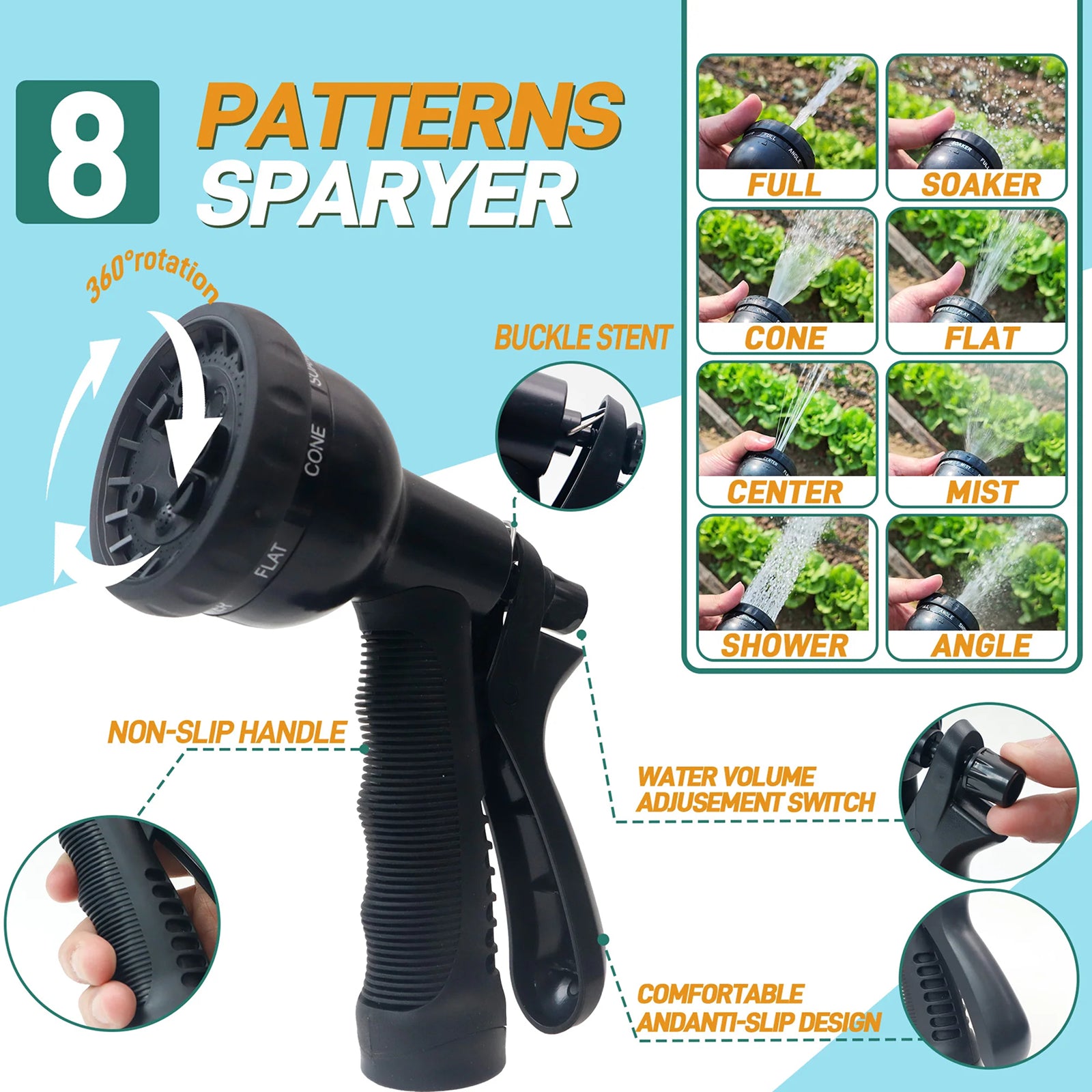 HosiExpi Expandable Garden Hose with 3x Rapid Extension, 3750D Polyester Outer Shell