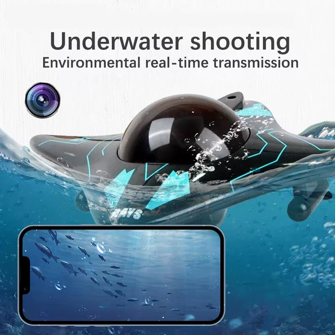 JetixBoat High-Speed RC Boat with Real-Time HD Underwater Camera, 40km/h Top Speed and Gravity-Sensing Smartphone Control