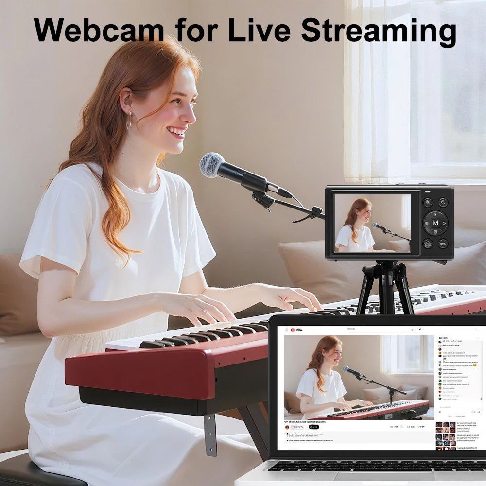 JixinCam 5K Digital Camera 80MP Vlogging Camera with Dual Screen & 18X Digital Zoom