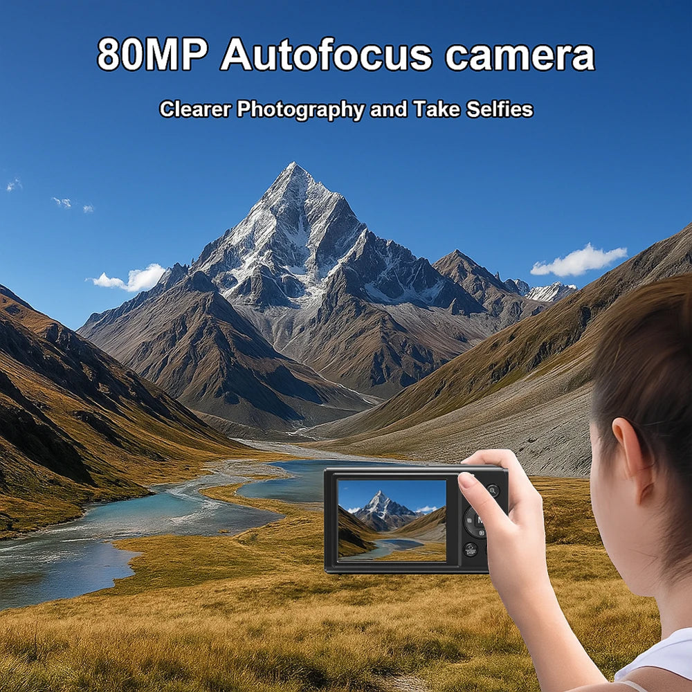 JixinCam 5K Digital Camera 80MP Vlogging Camera with Dual Screen & 18X Digital Zoom