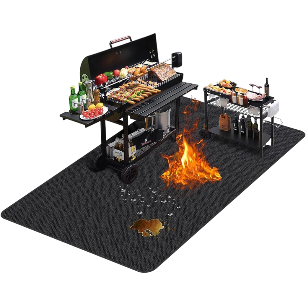 JoliBanix 90x52 Inch Under Grill Mat 2000F Fireproof 3 Layer BBQ Floor Protector