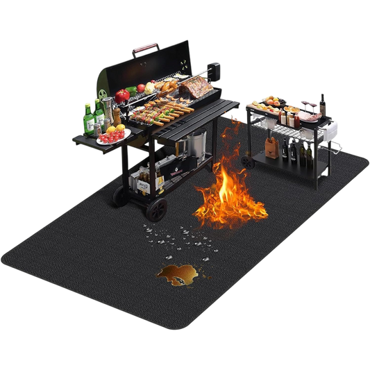 JoliBanix 90x52 Inch Under Grill Mat 2000F Fireproof 3 Layer BBQ Floor Protector
