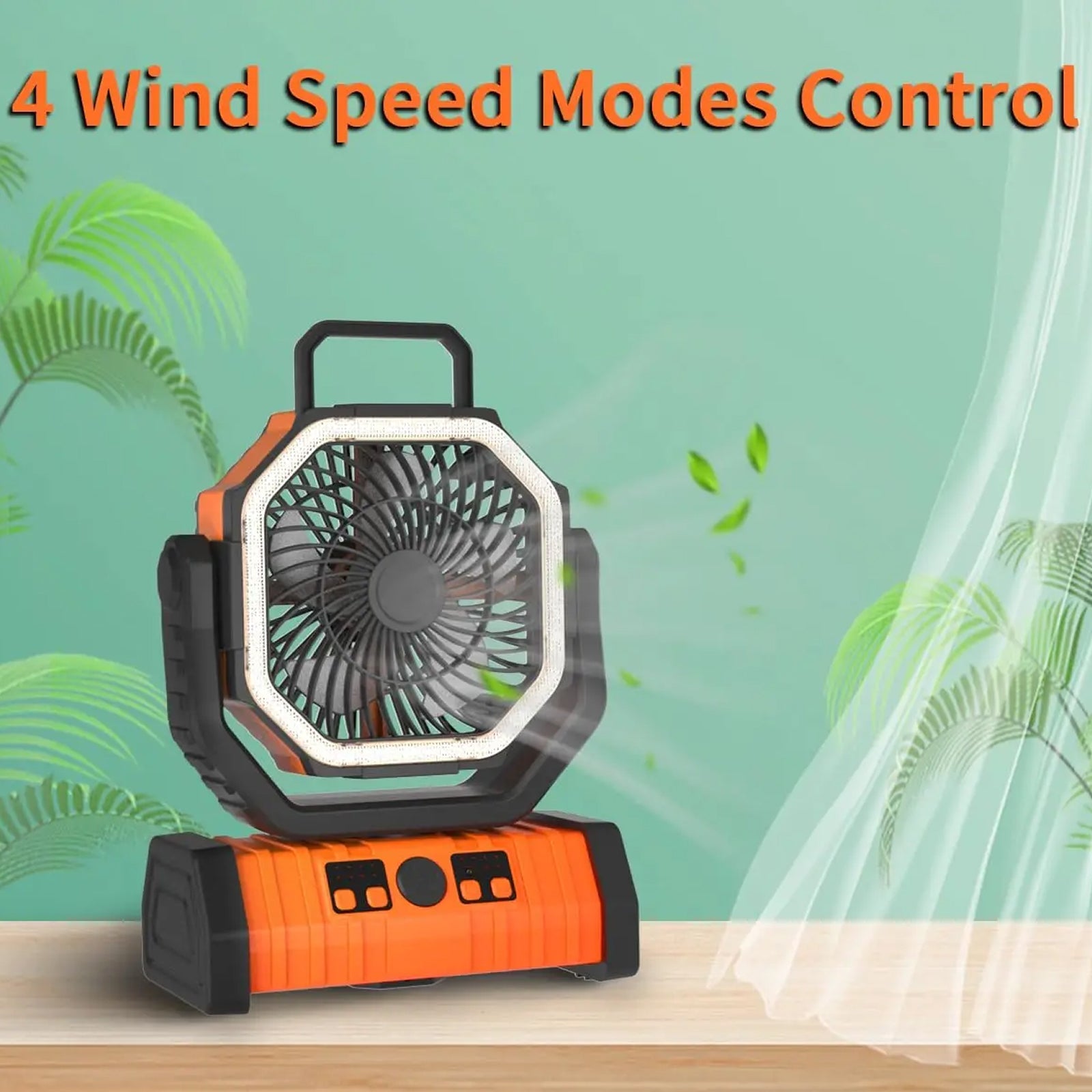 JoyWica Camping Fan 9000mAh Battery 58H Runtime Oscillating with LED Lantern and Power Bank