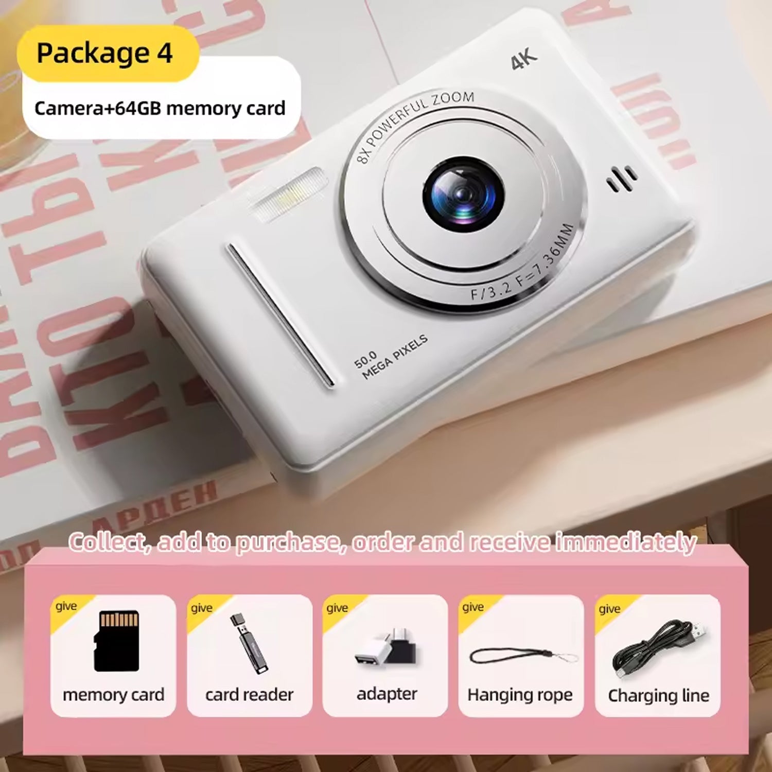 KivixCam Kids Digital Camera 50MP 4K Video Retro CCD Selfie Cam with 256GB Support