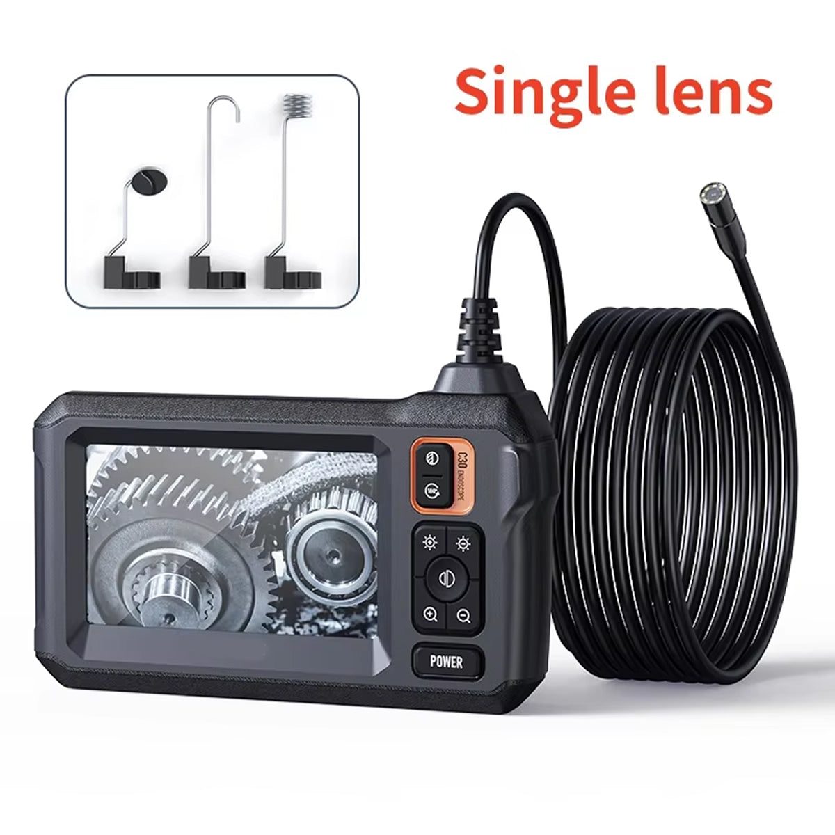KixSpec Digital Endoscope - 4.3 Inch HD Display, 1080P Professional Inspection Camera, IP67 Waterproof Probe, and 3-Hour Rechargeable Battery