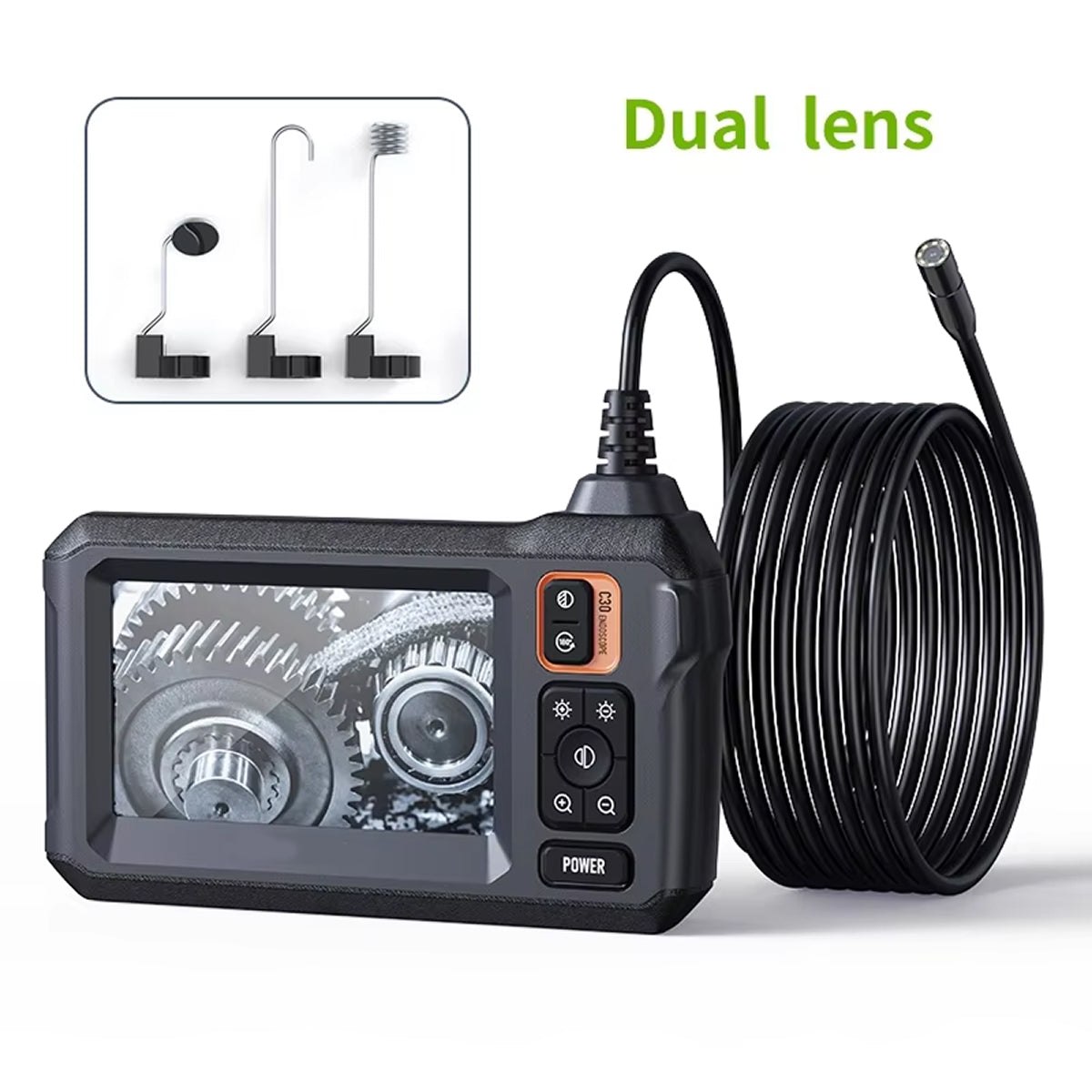KixSpec Digital Endoscope - 4.3 Inch HD Display, 1080P Professional Inspection Camera, IP67 Waterproof Probe, and 3-Hour Rechargeable Battery