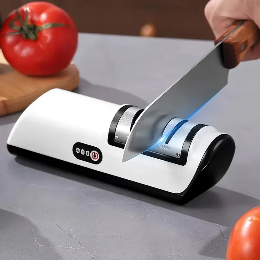 KnifiMix Electric Knife Sharpener Cordless USB Rechargeable 2-Speed Motor with Precision Angle Guides for Straight Blades