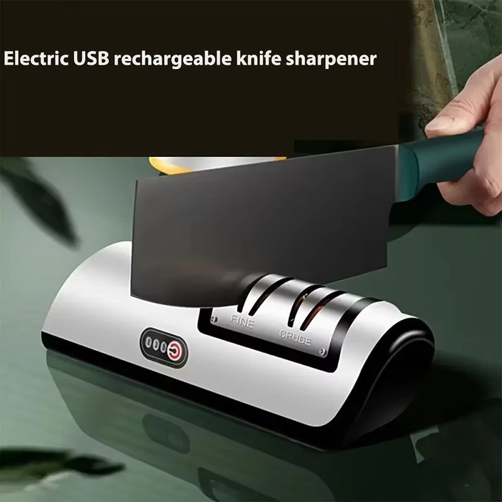 KnifiMix Electric Knife Sharpener Cordless USB Rechargeable 2-Speed Motor with Precision Angle Guides for Straight Blades
