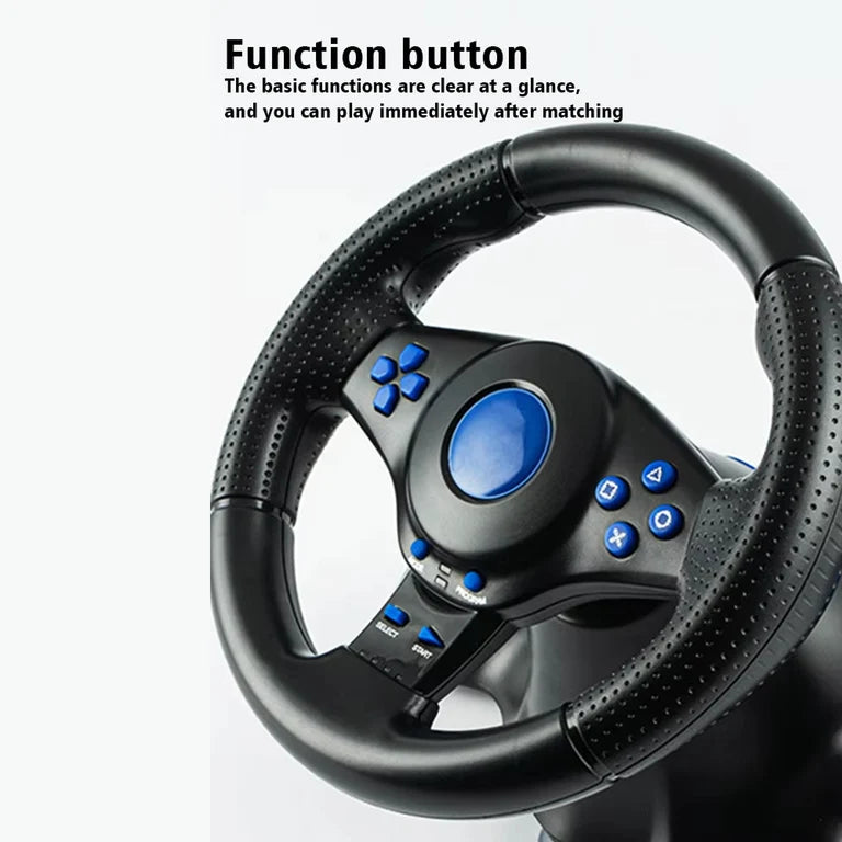 7-in-1 Universal Gaming Steering Wheel with Linear Pedals