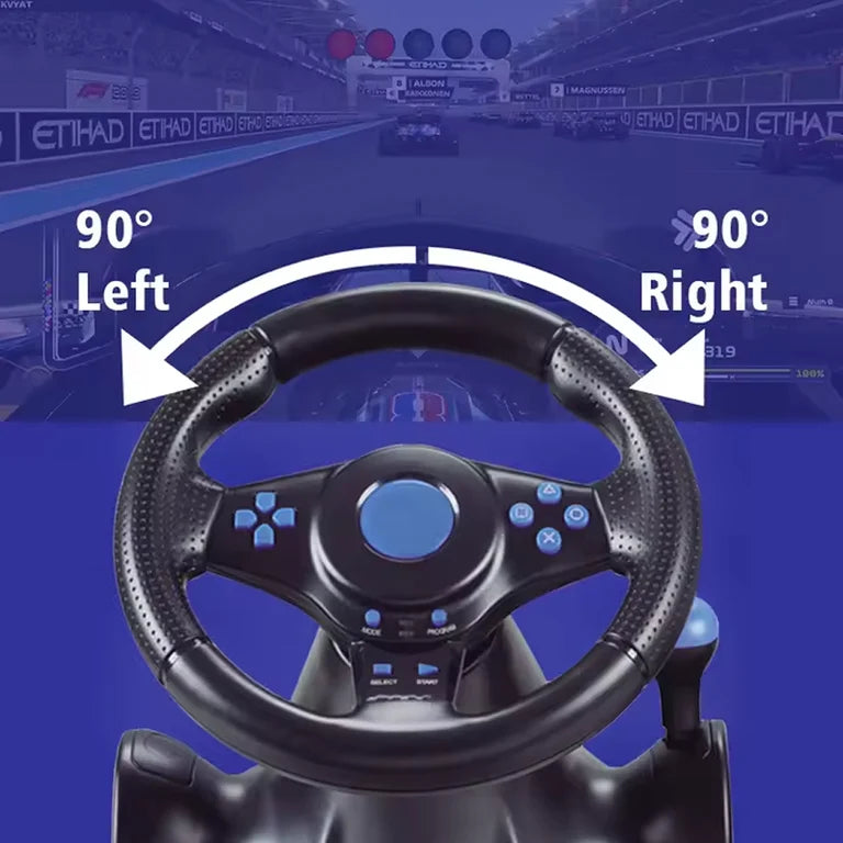 7-in-1 Universal Gaming Steering Wheel with Linear Pedals